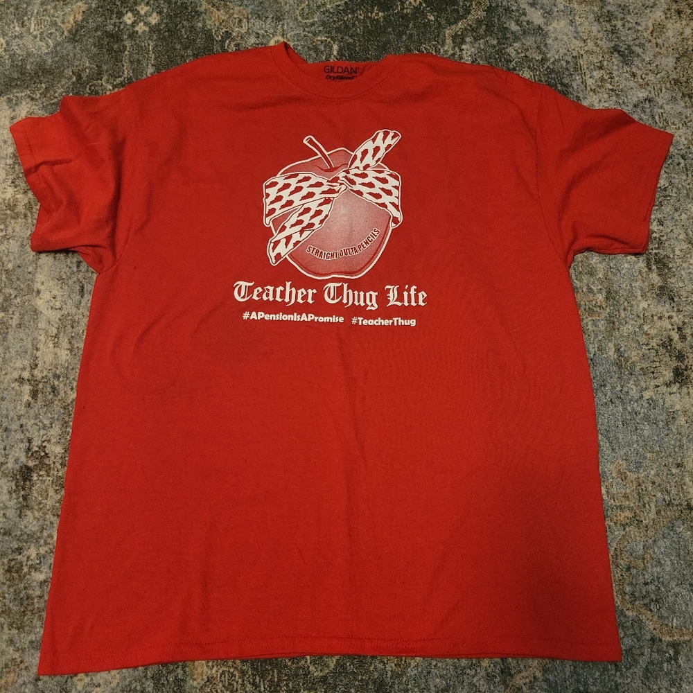 Gildan Red Teacher Thug Life T-Shirt Size XL